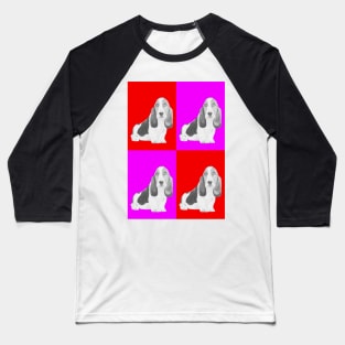 Basset Hound Puppy in Pink and Red Baseball T-Shirt